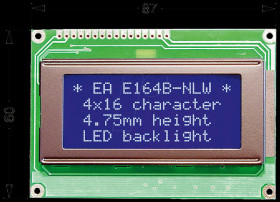 EA W164B-NLW LCD module, 4x16, H:4.8mm, bl/ws, w.Bel.