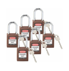 Kłódka bezpieczeństwo LOTO, nylonowa, szakla 38 mm, brązowa (6 szt.), 813636