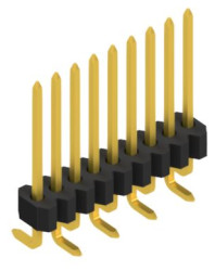 Pin header, 9 pole, pitch 1.27 mm, angled, black, 10061253