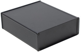 Aluminum enclosure, (L x W x H) 220 x 191 x 68 mm, black (RAL 9005), IP65, 1457U2201BK