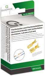 Cable connector assortment, faston plugs and sleeves 4.8 x 0.5 /1.5 to 2.5 mm², 100 pieces, 1908C185