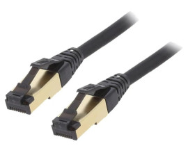 PP8-LSZHCU-BK-1.5M Patch cord S/FTP Cat 8 linka Cu LSZH czarny 1,5m 27AWG