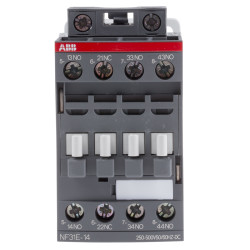 Stycznik 250 → 500 V AC/DC ABB styki: 4 144 W 6 A 3NO + 1NC Montaż na szynie DIN Śruba 1SBH137001R1431 NF31E-14