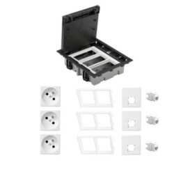 KONTAKT SIMON FLOOR BOX puszka podłogowa 3x gniazdo pojedyncze z/u + 3x gniazdo RJ45 kat. 6 nieekranowane do podłóg technicznych