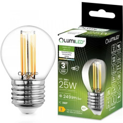 Żarówka LED E27 P40 Filament 2W = 25W 249lm 4000K Neutralna 360 LUMILED