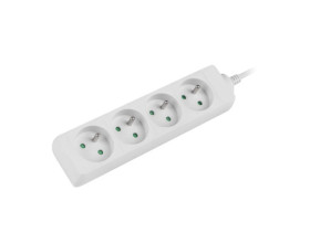 Przedłużacz 4-gniazda z/u 1,5m /H05VV-F 3G1/ biały LANBERG