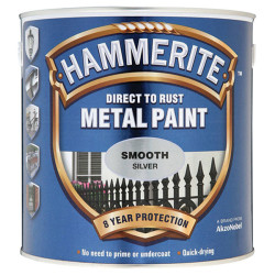 Hammerite 5084897 Direct to Rust Smooth Finish Metal Paint Silver 2.5 Litre
