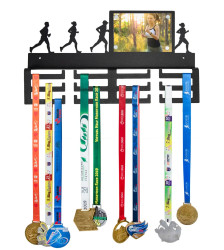 Wieszak metalowy na medale 40cm biegacze z ramką