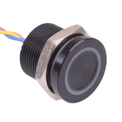 PBAR9AF2000A0S APEM Red LED 5VDC Momentary NO 19mm Black Piezo Switch Prewired IP68
