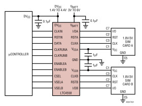 Dual SIM/Smart Card Power Supply and Interface