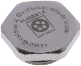 Zaślepka do dławnic kablowych M20 Mosiądz platerowany niklem ATEX ATEX do Dławik śruby kablowej Lapp Gwintowany