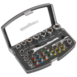 Siegen S01036 Socket &amp; Bit Set 31pc 1/4&quot;Sq Drive