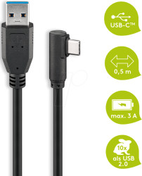 66500 Cable USB 3.0 Typ-C > Typ-A 3.0 90°, 0.5 m