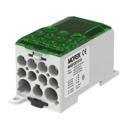 Blok dystrybucyjny - rozdzielczy OJL280A zielony we: 1xAl/Cu 35-120 wy: 2x6-35mm2/5x2,5-16mm2/ 4x2,5-10mm2 1000V MAB1281G10