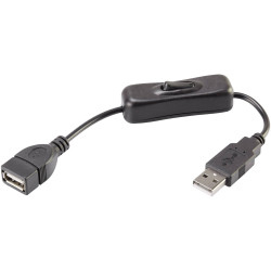Renkforce RF-3322982 USB cable USB 2.0 Black 0.25m On/Off switch