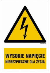 ZNAK - HA003 Wysokie napięcie 70 x 105 cm PN - Płyta 1mm