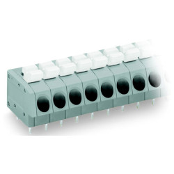 WAGO 804-108 8 Pole 5mm 24A Push Button Staggered PCB Terminal Block Grey