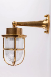 KINKIET mosiężny 63, E27, 60W, klosz przeźroczysty-szkło, IP64, siatka mosiężna A63