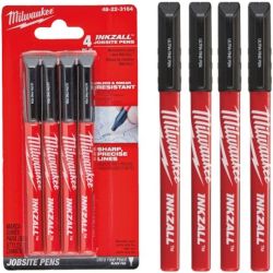 Marker budowlany INKZALL Czarny cienki 0,6mm BLISTER 4 sztuki MILWAUKEE