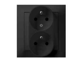 IMPRESJA Gniazdo podwójne z uziemieniem z funkcją niezamienności faz z ramką czarny metalik GP-2YC/33 OSPEL