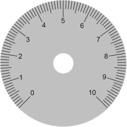Scale disc, Ø 36 mm, 0-10, 270°, for shafts to 10 mm, 060.20.010