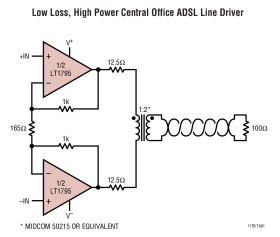 Dual 500mA/50MHz Current Feedback Line Driver Amplifier