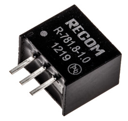 Regulator przełączający, 1.8W, Uwe 4.75 → 18V dc, Uwy 1.8V dc, Iwy 1A, Recom, R-78-1.0