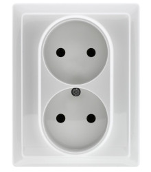 VENA Gniazdo podwójne bez uziemienia kompletne z ramką biały 510435