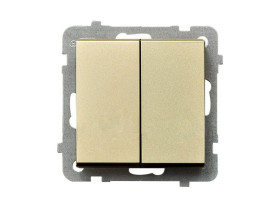SONATA Wyłącznik zwierny przycisk podwójny IP20 10X/250 szampański złoty ŁP-17R/m/39 OSPEL