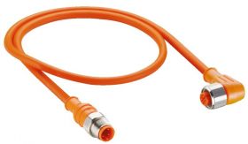 PRST 4-PRKWT 4-07/1,5 M złącze M12 męskie 4 stykowe proste + złącze M12 4 stykowe żeńskie kątowe, stal szlachetna, przewód PVC 4