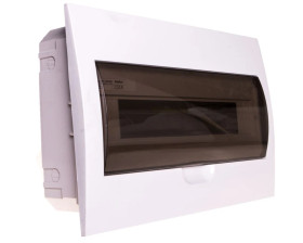 Rozdzielnica modułowa tworzywo 1x18 podtynkowa IP40 IK06 N+PE II klasa drzwi transparentne szare DB118F 1X18P/FMD biały 3844