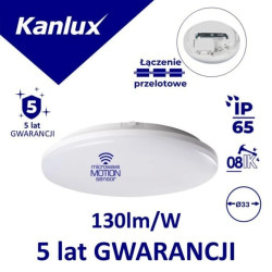 Plafoniera LED okrągła z mikrofalowym czujnikiem ruchu STIVI LED 36W-NW-O-SE 4680lm 4000K barwa neutralna IP65 IK08 PZH 35003