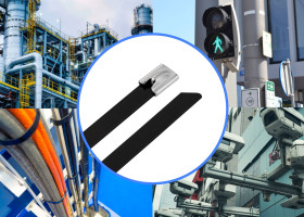 TRU COMPONENTS TC-12656616 Opaski kablowe stalowe 200 mm 7.9 mm AISI 316 z osłoną 100 szt.