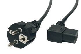 Przewód zasilający kątowy CEE7 IEC C13 - POSAC-C13L-EU18 czarny 1,8m