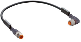 RST 4-RKWT 4-225/10 M, 28050, wtyk M12 prosty 4 stykowy + gniazdo M12 kątowe 4 stykowe, przewód 4x0,34 mm2 PUR czarny, LUMBERG