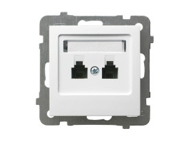 AS Gniazdo telefoniczne podwójne niezależne białe GPT-2GN/m/00 OSPEL