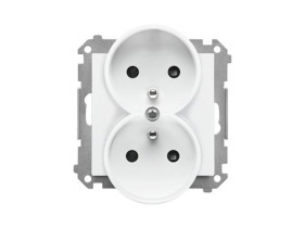 SIMON 55 Gniazdo podwójne z uziemieniem z przesłonami szybkozłącza jasnoszary mat TGZ2MCZ.01/114 KONTAKT SIMON