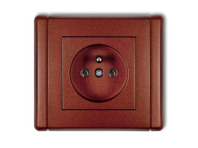 FLEXI Gniazdo pojedyncze z uziemieniem (bez przesłon torów prądowych) brązowy metalik 9FGP-1z KARLIK