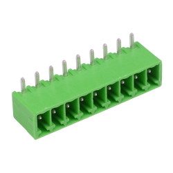 9-Way 3.5mm Right Angle PCB Header Closed Ends Green 10A 300V