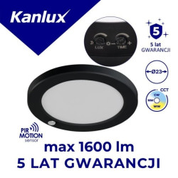 Oprawa downlight LED z czujnikiem ERGA PIR 17W CCT-B max 1600lm 3000-6500K ciepła/neutralna/zimna IP20 5 lat Gwar. czarny 24605