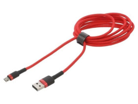 Kabel High Speed, USB 2.0 2m czerwony tekstylny 1,5A CAMKLF-C09