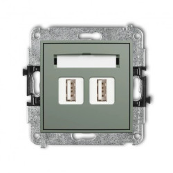 MINI Mechanizm gniazda podwójnego 2xUSB A-A 2.0 szałwiowy 61MGUSB-2