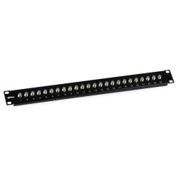 Patch panel 19" 1U 24 porty typu F, czarny