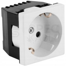 Gniazdo zasilające 230V [2P+Z] 2M 45x45 białe z przesłonami Mediabox Schuko MEKS