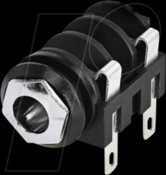 NMJ2HC-S 6.35 mm mono jack socket, not switchable, with chrome sleeve