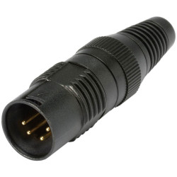 Hicon HI-X4CM-G XLR Connector, 4 Pins, Black, Superior Strain Relief