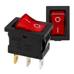Przełącznik kołyskowy bistabilny KCD1-1 - czerwony - 15x21mm - przełącznik ON/OFF 250V - 3PIN