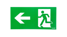 Piktogram Pd24 140X300 Strzałka W Lewo Człowiek W Drzwiach Logo Awex (Iso7010)