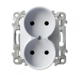 SZAFIR Gniazdo podwójne moduł bez ramki biały GP-2ZR/m/00