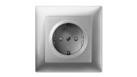 Sentia Gniazdo Schuko Pojedyncze 16A Z Przesłonami Srebrny Połysk 1437-56